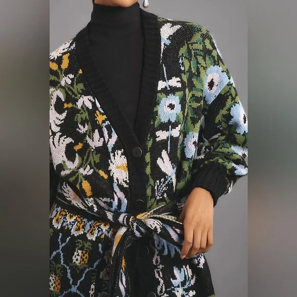 NWT Farm Rio Winter Garden Long Wrap Cardigan Sweater XS